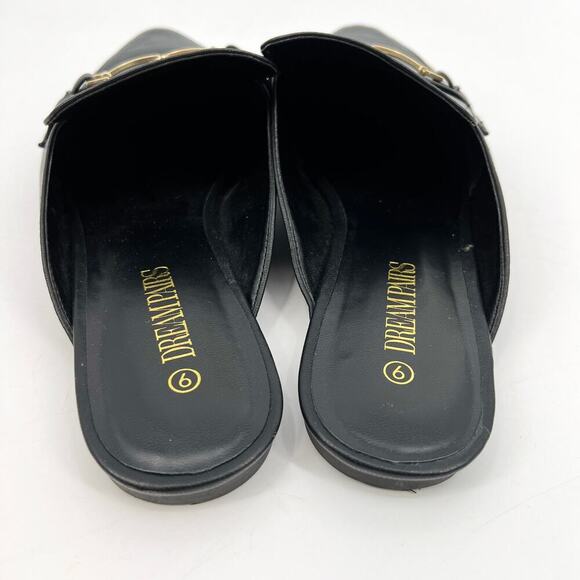 Dream Pairs Black Pointed-Toe Horsebit Flat Mules Women's 9 - Picture 3 of 6